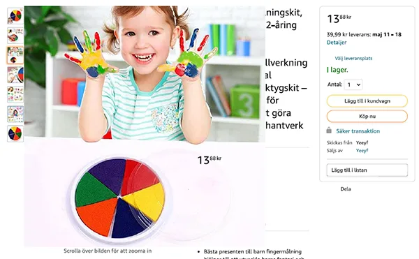 Kit vernice per dita «Fingermålningskit» — foto 3 dell'alert A12/01727/22
