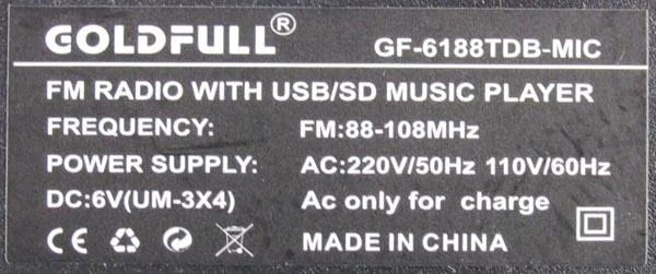 Radio FM portatile «FM Radio with USB/SD Card Slot» — foto 4 dell'alert A12/1401/17