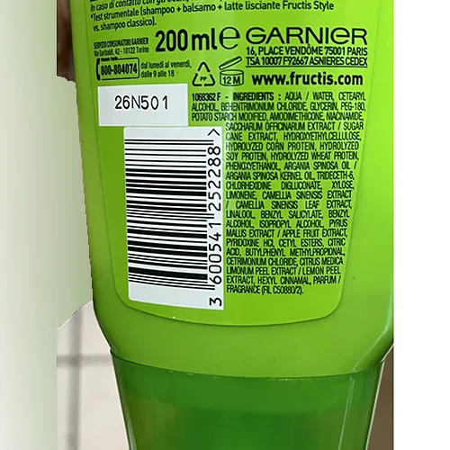 Condizionatore «FRUCTIS BALSAMO CREMA FORTIFICANTE HYDRA-LISS 72H» — foto 4 dell'alert A12/01238/24