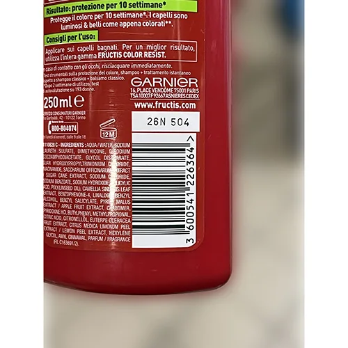 Shampoo «FRUCTIS SHAMPOO FORTIFICANTE COLOR RESIST» — foto 3 dell'alert A12/01241/24