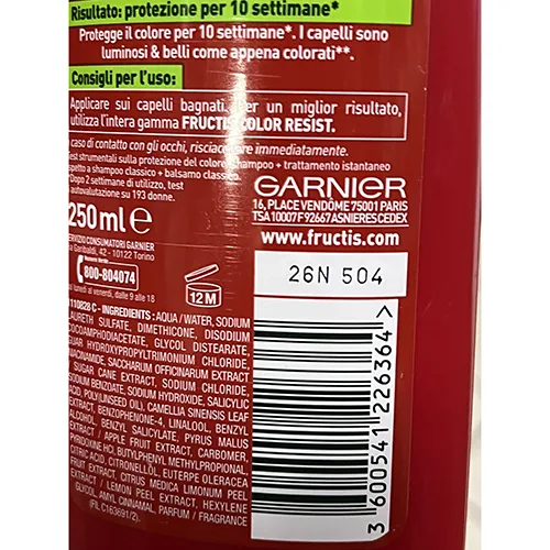 Shampoo «FRUCTIS SHAMPOO FORTIFICANTE COLOR RESIST» — foto 5 dell'alert A12/01241/24