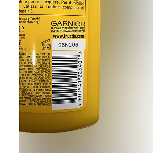 Shampoo «FRUCTIS SHAMPOO FORTIFICANTE OIL REPAIR 3» — foto 3 dell'alert A12/01232/24