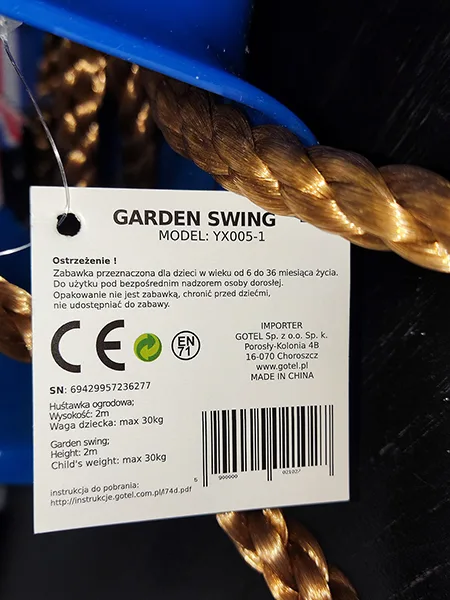 Altalena di plastica «Garden Swing» — foto 3 dell'alert A12/01079/23
