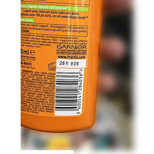 Shampoo «Garnier Fructis shampoo fortificante» — foto 3 dell'alert A12/01235/24