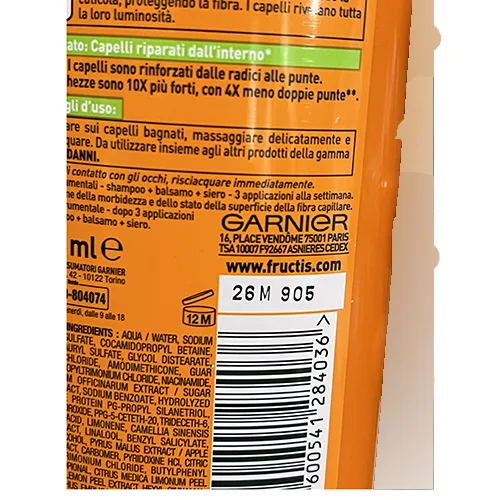Shampoo «Garnier Fructis shampoo fortificante» — foto 5 dell'alert A12/01235/24