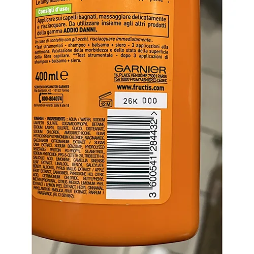 Shampoo «Garnier Fructis shampoo fortificante» — foto 8 dell'alert A12/01235/24