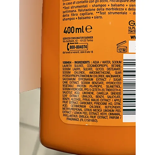Shampoo «Garnier Fructis shampoo fortificante» — foto 9 dell'alert A12/01235/24
