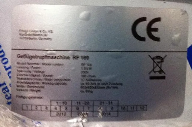Pulcitrice per pollame «Geflügelrupfmaschine RF-169 / Plucking Fingers RF-169» — foto 3 dell'alert A12/0958/14