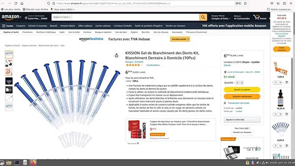 Gel sbiancante dei denti «Gel de blanchiment des dents kit, blanchiment dentaire à domicile (10 pcs)» — foto 1 dell'alert A12/01425/23