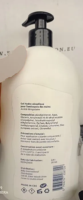 Disinfettante per le mani «Gel mains» — foto 3 dell'alert A12/01601/20