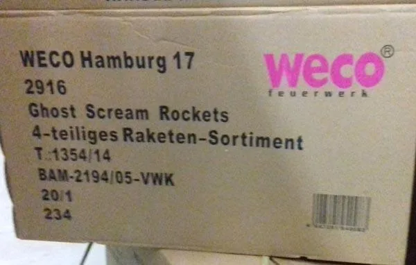 Fuochi d'artificio «Ghost Scream Rockets» — foto 2 dell'alert A12/1921/19