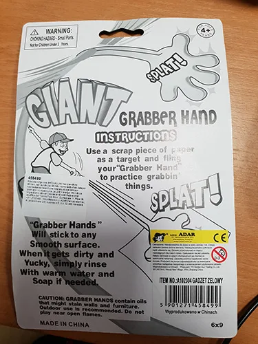 Giocattolo appiccicoso a mano «GIANT  grabber hand»