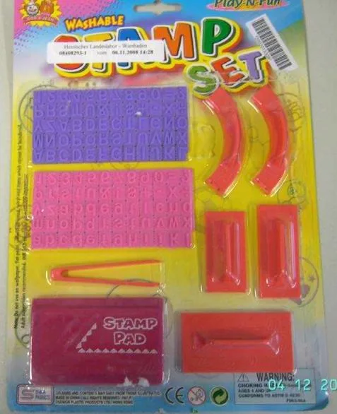 Giocattolo di plastica – set di francobolli lavabile (Play-N-Fun; Bob &amp; Jean)