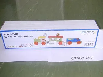 Giocattolo in legno – treno di legno (50 cm) con slot-in animali (Westside)