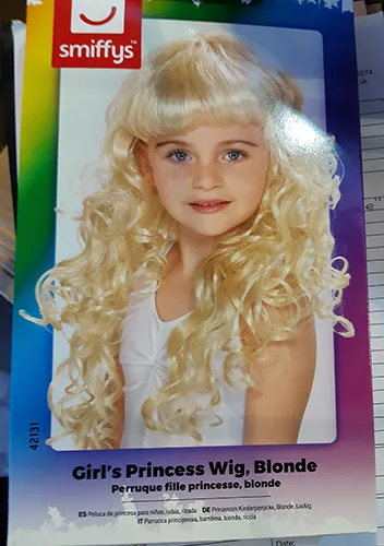 Costume di fantasia-vestito «Girl's Princess Wig, Blonde, Curly» (Smiffys)