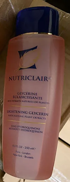 Prodotto per l'alleggerimento della pelle «Glycérine éclaircissante aux extraits naturels de plantes - sans hydroquinone» — foto 2 dell'alert A12/01552/21