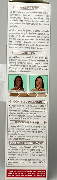 Crema schiarente per la pelle «Gold Skin Clarifying Body Lotion with Snail Slime» — foto 2 dell'alert A12/01151/21
