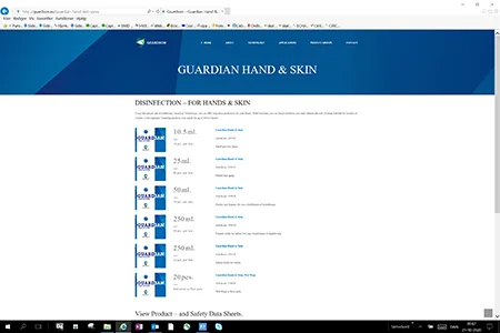 Disinfettante per le mani «Guardian Hand & Skin Guardian Hand & Skin» — foto 1 dell'alert A11/00004/21