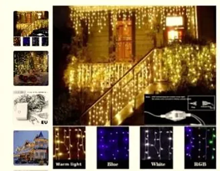 Stringa leggera «Guirlande de noël bandeau à rideau lumière de cordelette - 220V, 4,5M, 100LED» — foto 1 dell'alert A12/00514/22