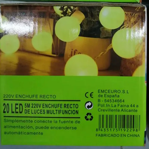 Catena di illuminazione «GUIRNALDA 20 LED, 5M, 220V, ENCHUFE RECTO DE LUCES MULTIFUNCIÓN» — foto 3 dell'alert SR/00638/25
