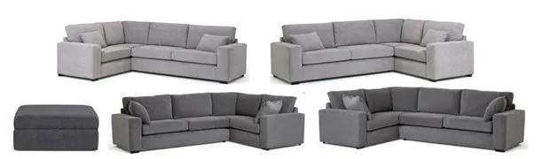 Divani/Sgabelli «Habitat Eton Fabric Sofas and Footstool in Grey, and Charcoal» (Habitat)