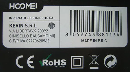 Asciugacapelli «HAIR DRYER (on the product); Asciugacapelli (on the packaging)» (HOOMEI)