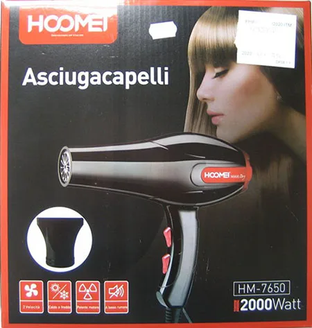 Asciugacapelli «HAIR DRYER (on the product); Asciugacapelli (on the packaging)» — foto 2 dell'alert A12/00586/21