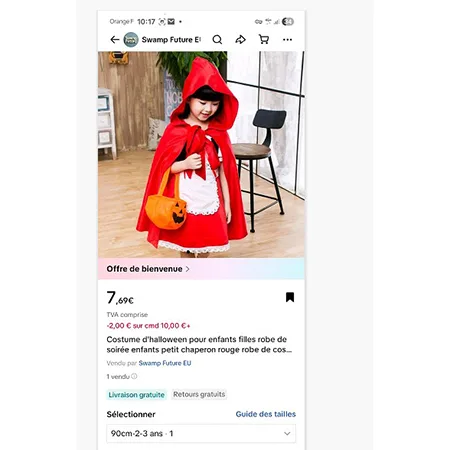 Costume da fancy-dress «halloween costume for girls, children's party dress, little red riding hood» — foto 5 dell'alert SR/00677/26