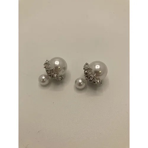 Orecchini «Han Kou earrings, pearl/silver lace» (Han Kou Design by Korea)