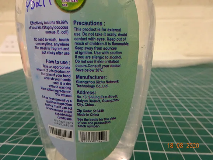 Disinfettante per le mani «Hand Sanitiser» — foto 3 dell'alert A12/01851/20