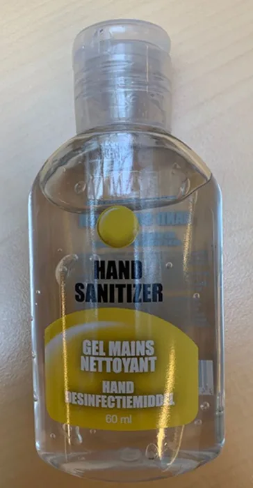Disinfettante per le mani «Hand Sanitizer / Hand Desinfectiemiddel / Gel Mains Netoyant» — foto 5 dell'alert A12/00777/20