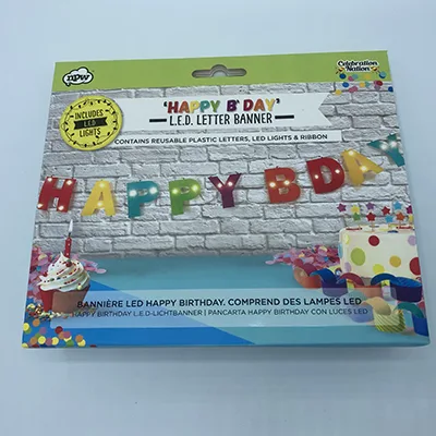 Bandiera di compleanno del LED «Happy B'Day LED Letter Banner» (NPW)