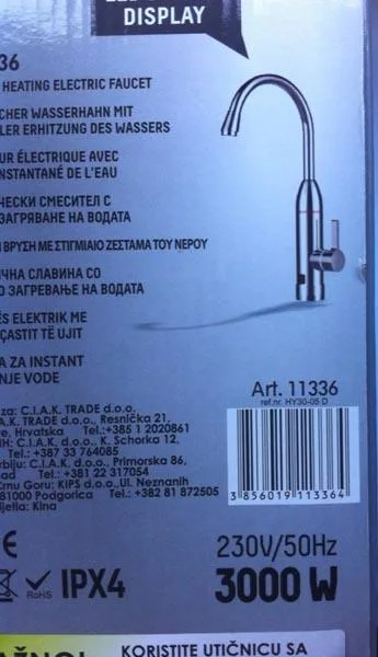 Rubinetto elettrico «Heating Electric Faucet» — foto 2 dell'alert A12/0144/18