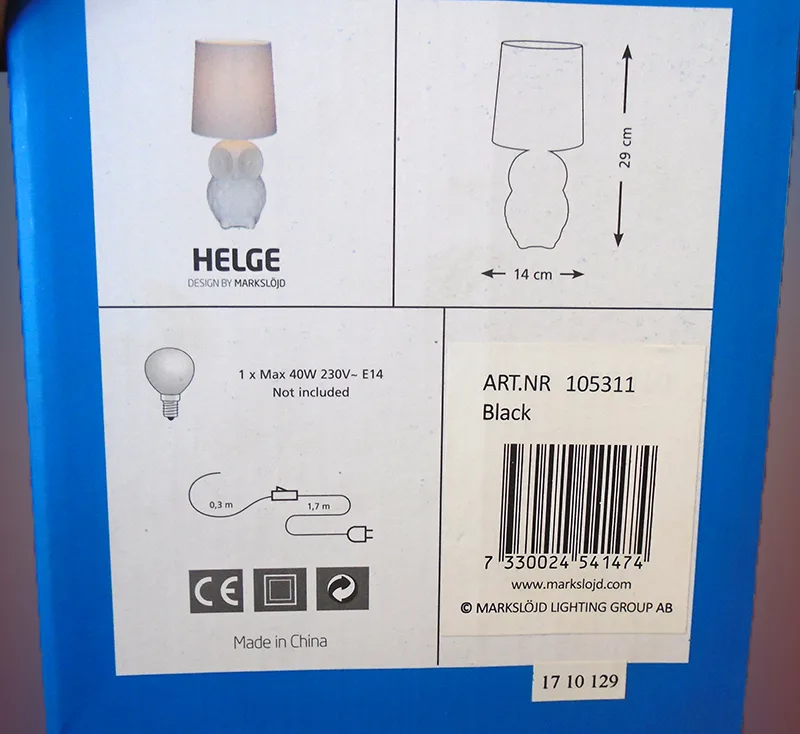 Lampada da tavolo «Helge» — foto 5 dell'alert A12/01152/20