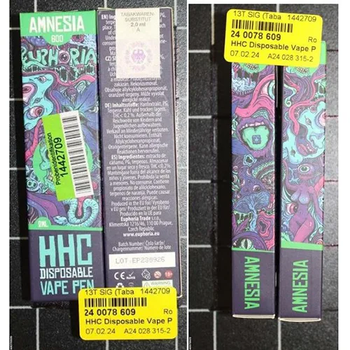 Sigaretta elettronica «HHC Disposable Vape Pen Amnesia, Gelato, Zkittlez» (EUPHORIA)