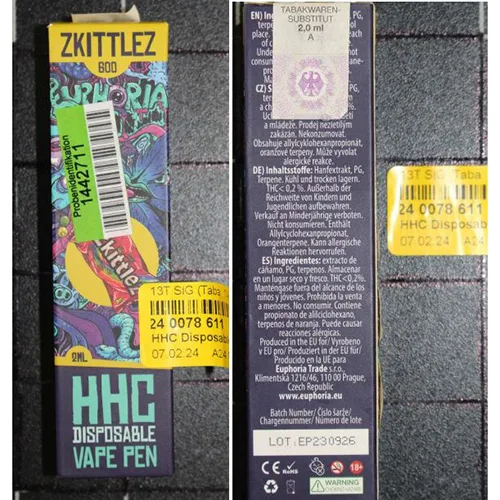 Sigaretta elettronica «HHC Disposable Vape Pen Amnesia, Gelato, Zkittlez» — foto 5 dell'alert A12/01465/24