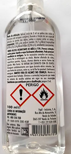 Disinfettante per le mani «HIDRO-ÁLCOOL» — foto 2 dell'alert A12/01171/21