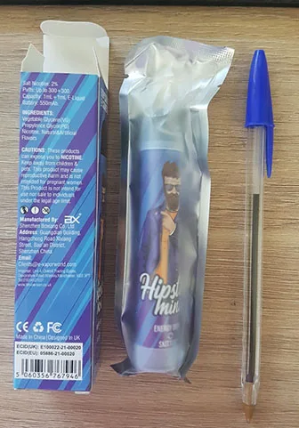 Sigaretta elettronica usa e getta «Hipster Mini 2% Salt Nic 2ml (2 flavours in 1 device)» — foto 2 dell'alert A12/01871/21