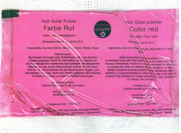Polvere di colore Holi «Holi Gulal Pulver ('Holi Gulal powder')» — foto 2 dell'alert A11/0060/16
