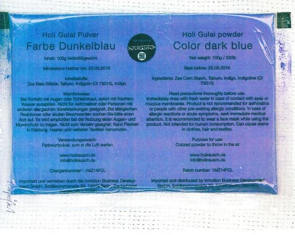 Polvere di colore Holi «Holi Gulal Pulver ('Holi Gulal powder')» (HOLIRAUSCH)