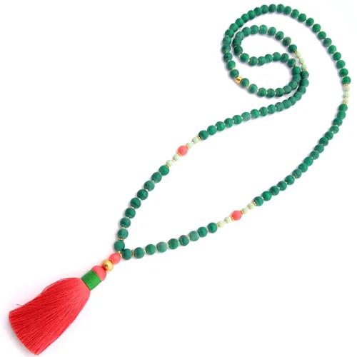 Collana di collane «Holzperlen Halskette mit Seidenquaste, moos» — foto 1 dell'alert A12/00598/20