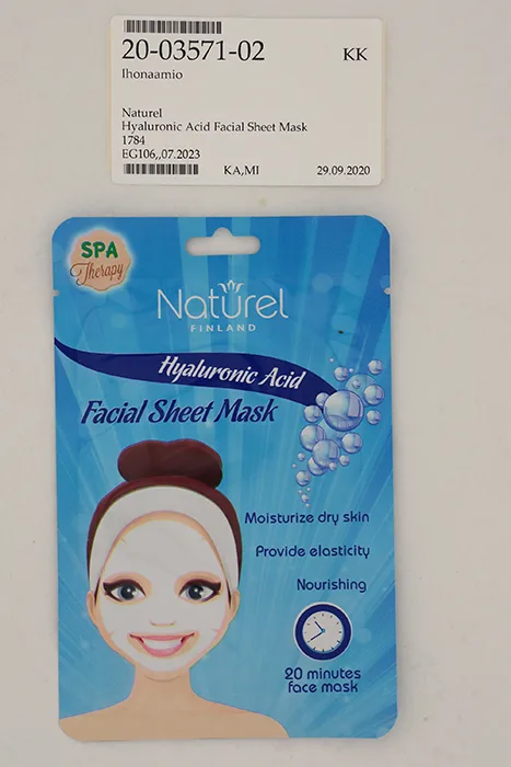 Maschera per la pulizia del viso «Hyaluronic Acid Facial Sheet Mask» — foto 1 dell'alert A12/01728/20
