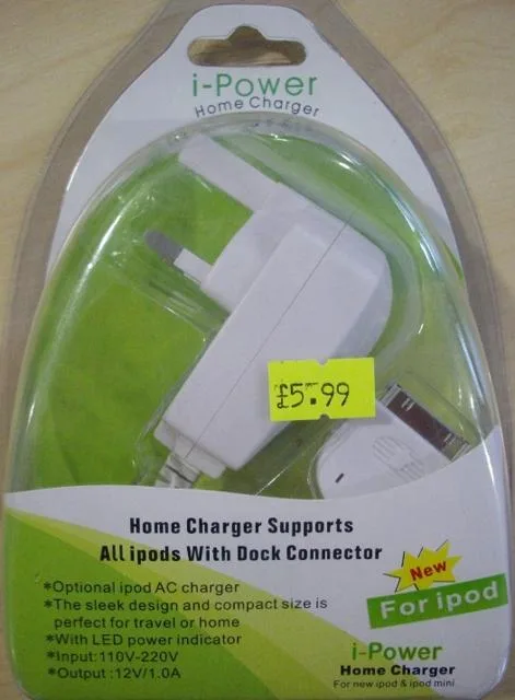 Caricabatterie (NON PRODOTTO ORIGINALE) «i-Power Home Charger for new iPod and iPod mini» (I-power)