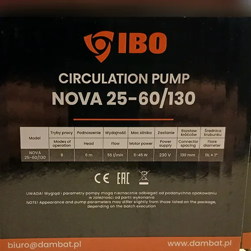 Pompa dell'acqua «IBO NOVA 25-60/130» — foto 4 dell'alert SR/01956/26