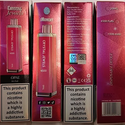 Sigaretta elettronica usa e getta. «IMOMENT CRYSTAL JEWELS OPAL Mr Pink» — foto 5 dell'alert A12/00387/24