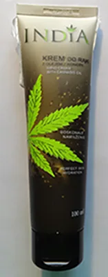 Crema per le mani «INDIA hand cream with cannabis oil» — foto 1 dell'alert A12/00431/23