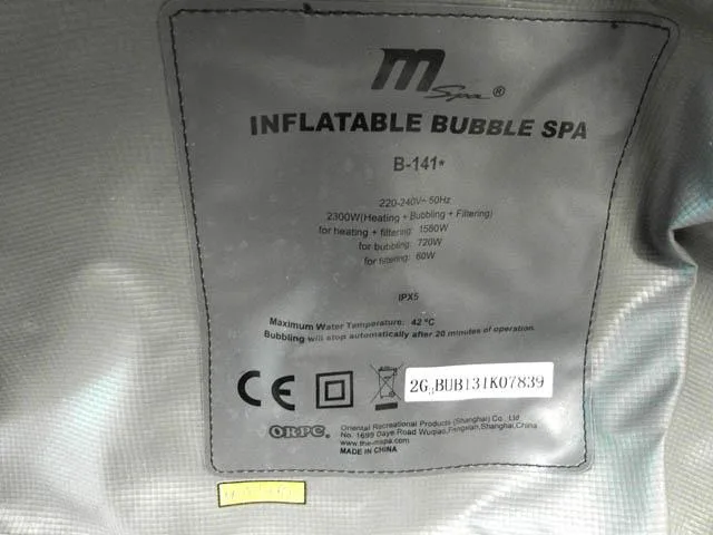 Centro benessere gonfiabile «Inflatable Bubble Spa» — foto 4 dell'alert EM/0002/14