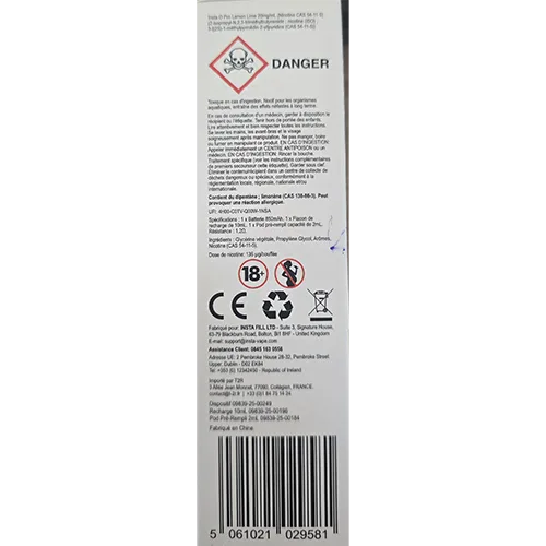 Sigaretta elettronica monouso «Insta O Pro Lemon Lime 20mg/ml» — foto 4 dell'alert SR/02480/26