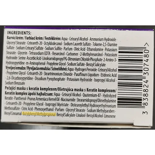 Tintura per capelli «INTENSIVE COLOR Creme HIGH-INTENSITY PERMANENT COLORATION LG5 JISKŘIVÝ NUGÁT» — foto 4 dell'alert SR/03617/25