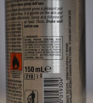 Spruzzo di deodorante «Intesa fresh deodorant» — foto 3 dell'alert A12/01532/23